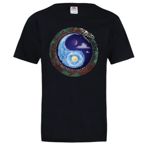 Nino Battaglia Oroboros artwork shown on a shirt design preview